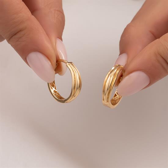 Kesikli Halka Küpe 14 Ayar Altın