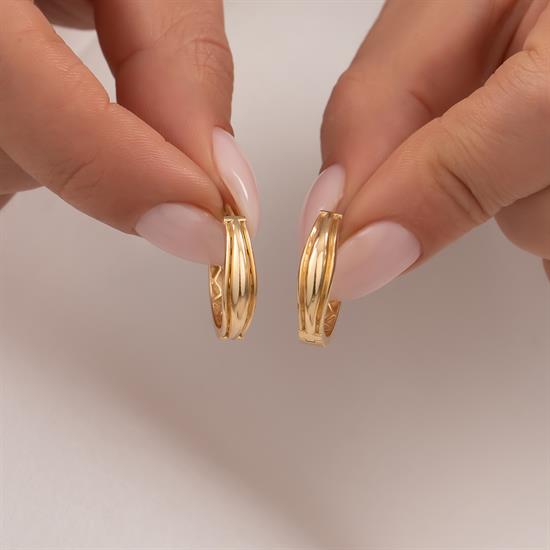 Kesikli Halka Küpe 14 Ayar Altın