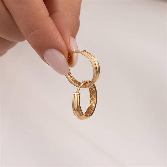 Kesikli Halka Küpe 14 Ayar Altın