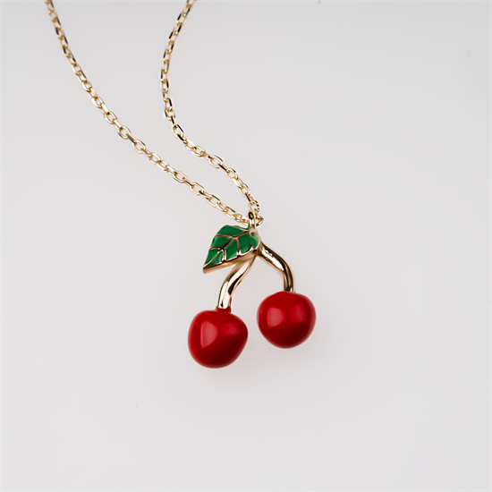 Kiraz 14 Ayar Altın Kolye 1 Cm