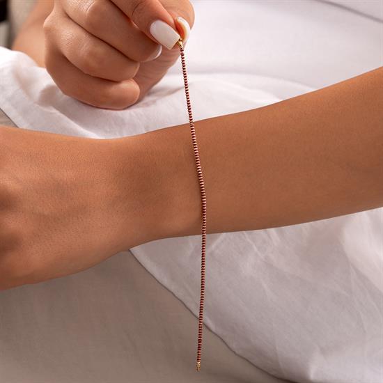 Kırmızı Mineli 14 Ayar Altın Bileklik