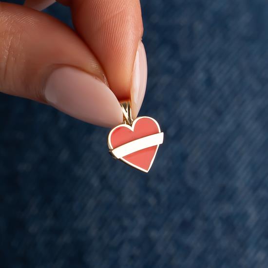 Kırmızı Mineli Kalp 14 Ayar Kolye Ucu