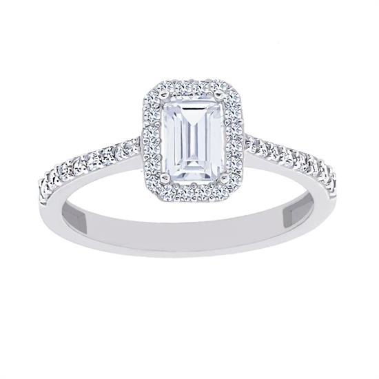 Klasik Beyaz Baget Yüzük 14 Ayar Altın