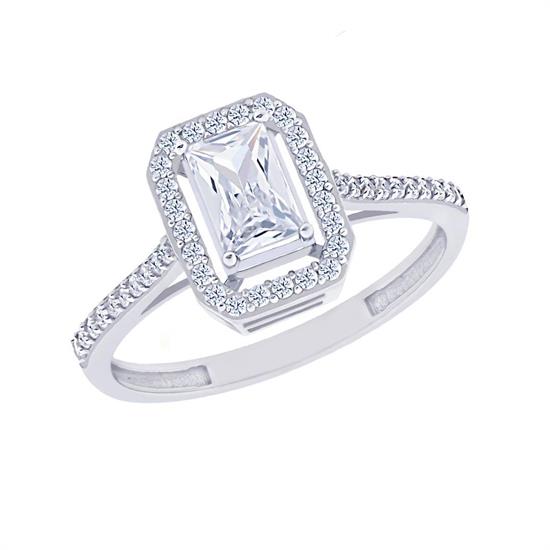 Klasik Beyaz Baget 14 Ayar Altın Yüzük