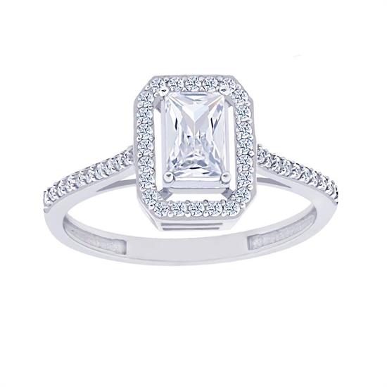 Klasik Beyaz Baget 14 Ayar Altın Yüzük