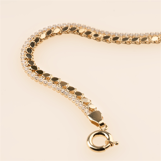 Klasik Taşlı Spor Bileklik 14 Ayar Altın