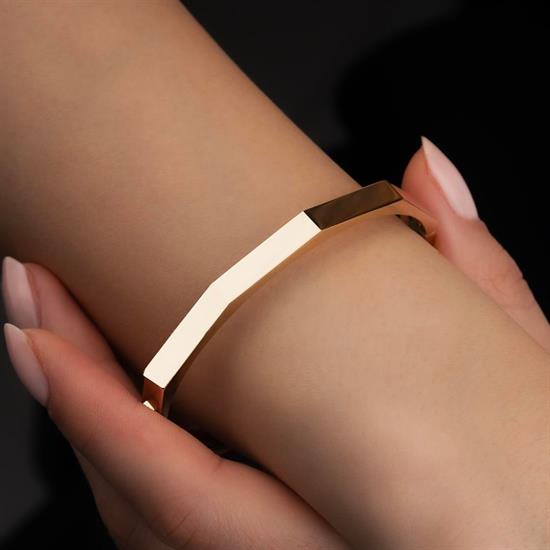 Köşeli Taşsız Spor 14 Ayar Altın Kelepçe