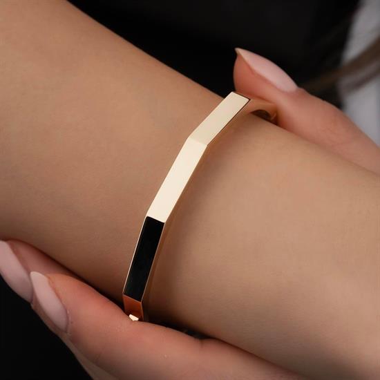 Köşeli Taşsız Spor 14 Ayar Altın Kelepçe