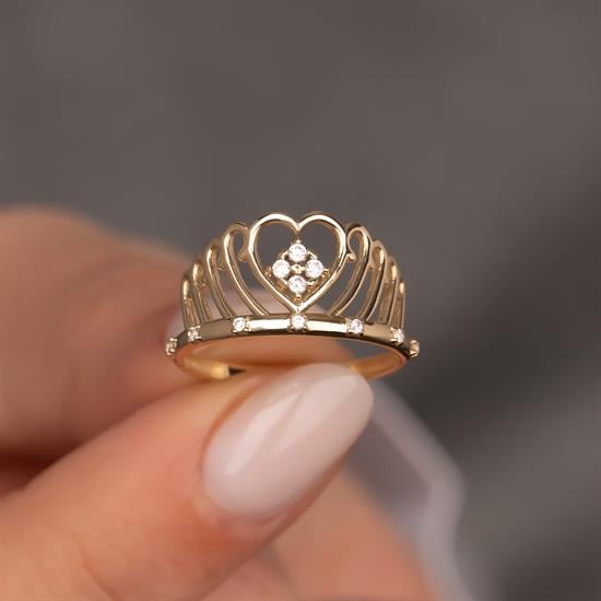 Kraliçe Tacı 14 Ayar Altın Yüzük