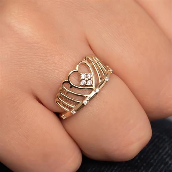 Kraliçe Tacı 14 Ayar Altın Yüzük