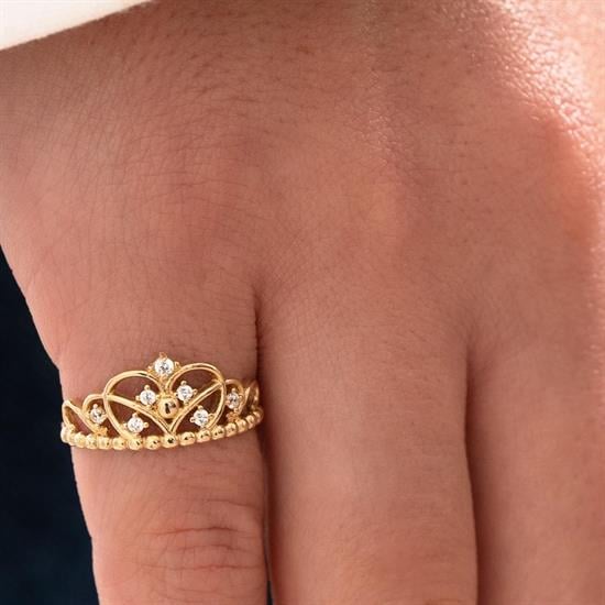 Özel Tasarım Kraliçe Tacı Altın Yüzük
