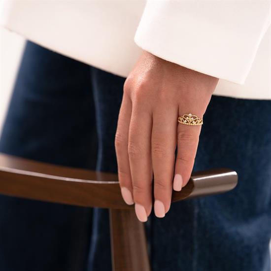 Özel Tasarım Kraliçe Tacı Altın Yüzük