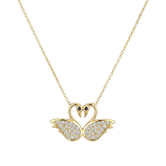 Kuğu Figürlü Kolye 14 Ayar Altın