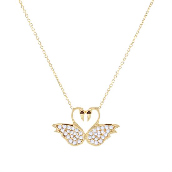 Kuğu Figürlü Kolye 14 Ayar Altın