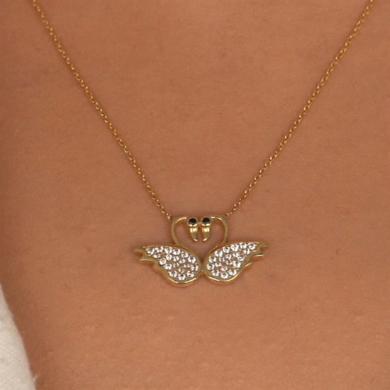 Kuğu Figürlü Kolye 14 Ayar Altın