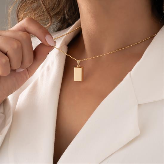 Külçe Plaka 14 Ayar Altın Kolye