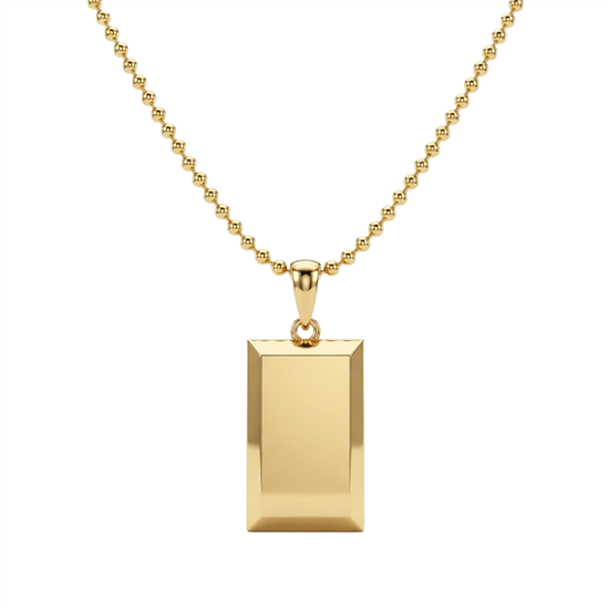 Külçe Plaka 14 Ayar Altın Kolye