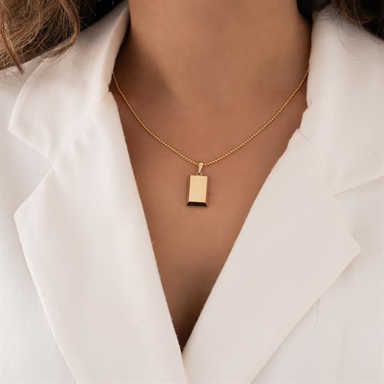 Külçe Plaka 14 Ayar Altın Kolye