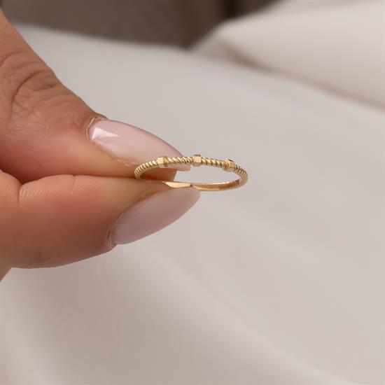 Küp Detaylı 14 Ayar Altın Yüzük