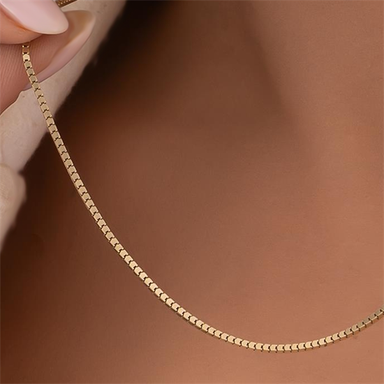 Küp Model Zincir 14 Ayar 2 Mm Altın