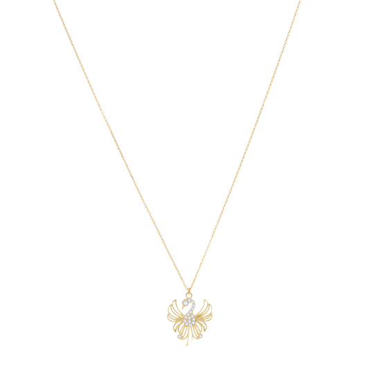 Kuş Motifli 14 Ayar Altın Kolye