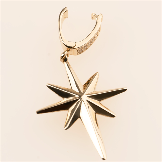 Kutup Yıldızı Az Taşlı Klipsli 14 Ayar Kolye Ucu 4 Cm