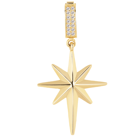 Kutup Yıldızı Az Taşlı Klipsli 14 Ayar Kolye Ucu 4 Cm