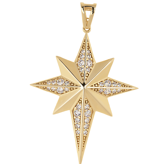 Kutup Yıldızı Taşlı 4 Cm 14 Ayar Kolye Ucu