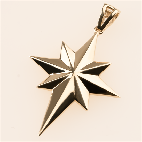 Kutup Yıldızı Taşsız 14 Ayar Kolye Ucu 3.50 Cm