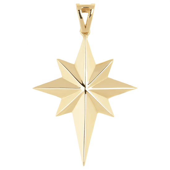Kutup Yıldızı Taşsız 14 Ayar Kolye Ucu 3.50 Cm