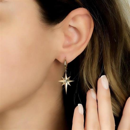 Kuzey Yıldızı Sallantılı Altın Küpe