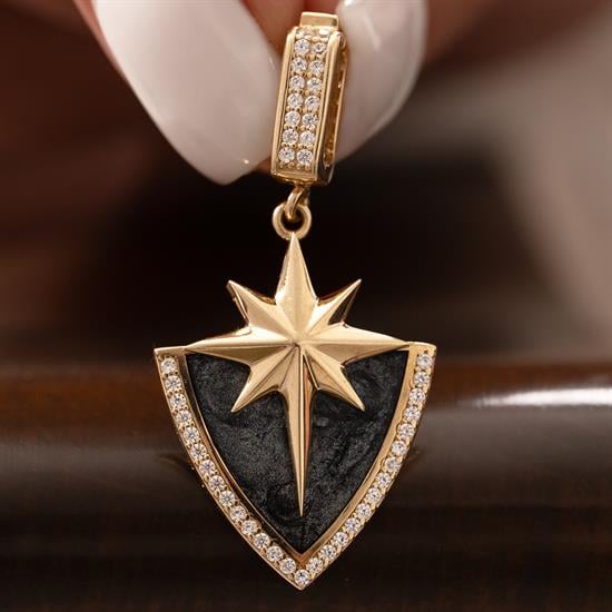 Kuzey Yıldızı Taşlı Kalkan 14 Ayar Kolye Ucu