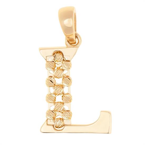 L Harfi Dorika Toplu 14 Ayar Altın Kolye Ucu