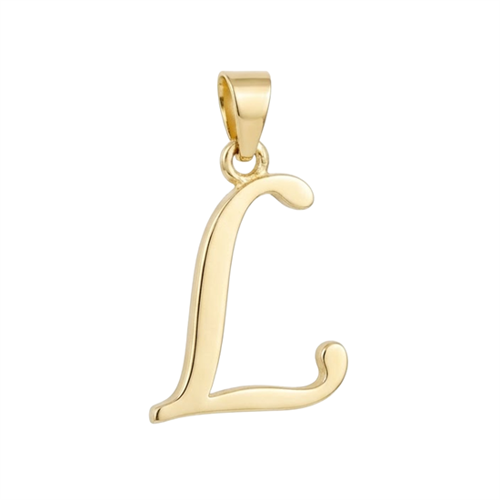 L Harfi El Yazısı 14 Ayar Kolye Ucu