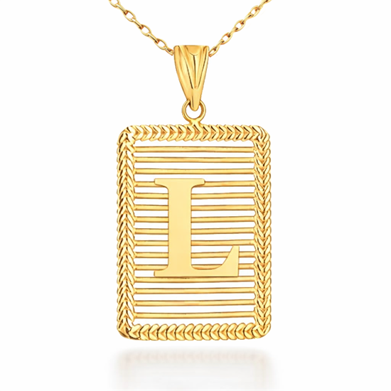 L Harfi Izgara Model 14 Ayar Kolye Ucu