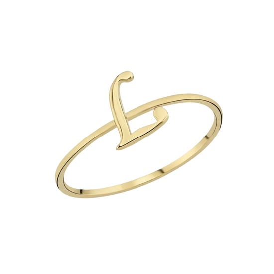 L Harfi Yüzük 14 Ayar Altın