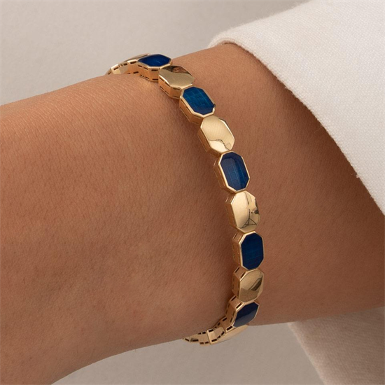 Lacivert Mineli 14 Ayar Altın Kelepçe