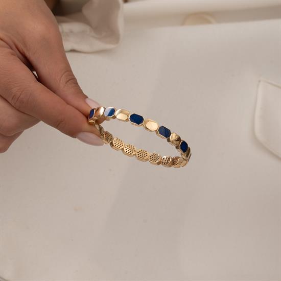 Lacivert Mineli 14 Ayar Altın Kelepçe