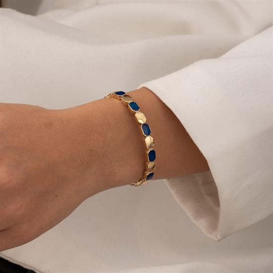 Lacivert Mineli 14 Ayar Altın Kelepçe