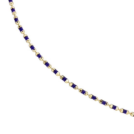 Lacivert Mineli 14 Ayar Altın Zincir
