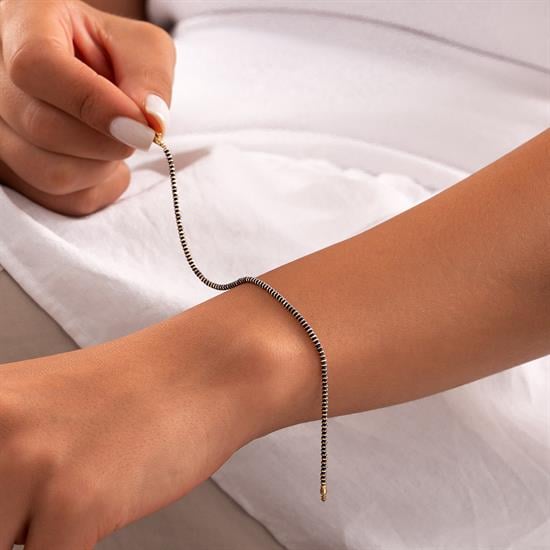 Lacivert Mineli 14 Ayar Altın Bileklik