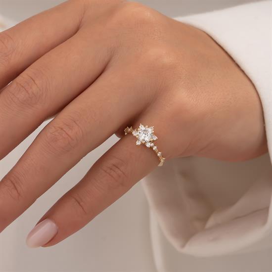 Lotus Çiçeği 14 Ayar Altın Yüzük