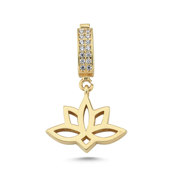 Lotus Kolye Ucu 14 Ayar Altın