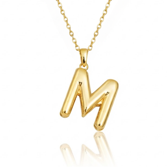 M Harfi Balon Model 14 Ayar Altın Kolye