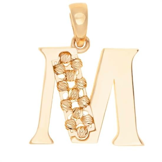 M Harfi Dorika Toplu 14 Ayar Altın Kolye Ucu