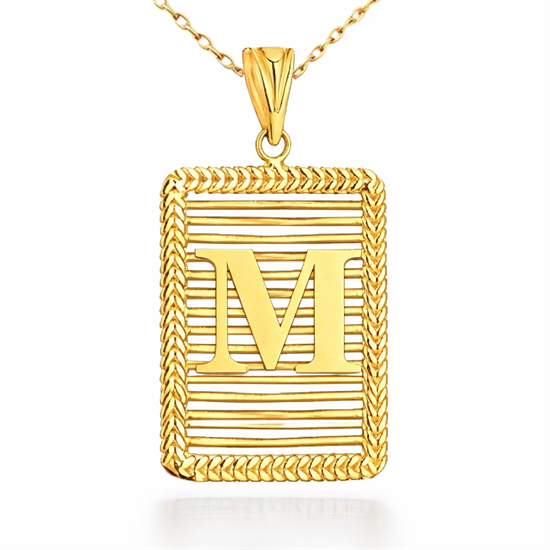 M Harfi Izgara Model 14 Ayar Kolye Ucu