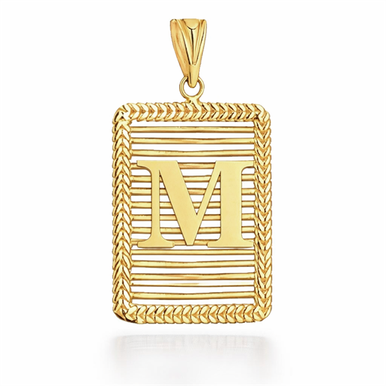 M Harfi Izgara Model 14 Ayar Kolye Ucu