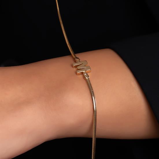 M Harfli Bileklik 14 Ayar Altın