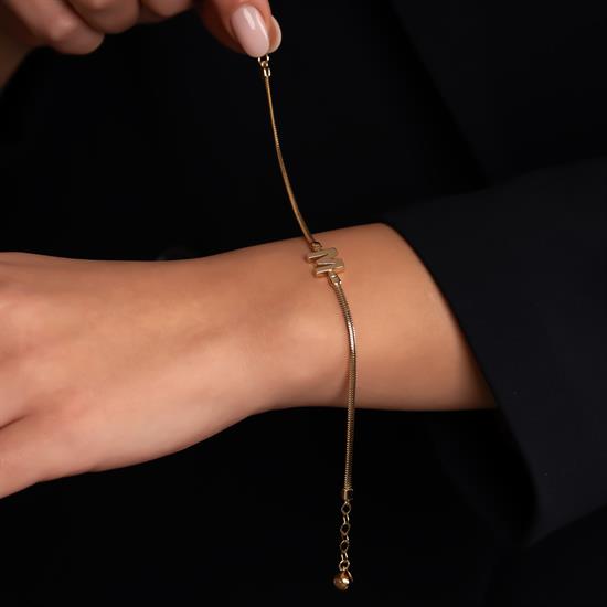 M Harfli Bileklik 14 Ayar Altın