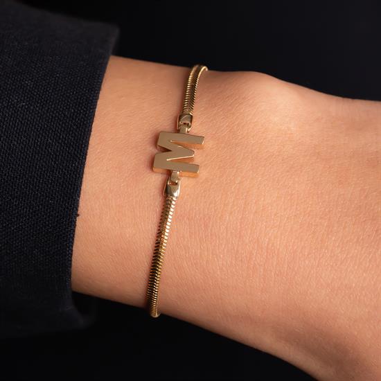 M Harfli Bileklik 14 Ayar Altın